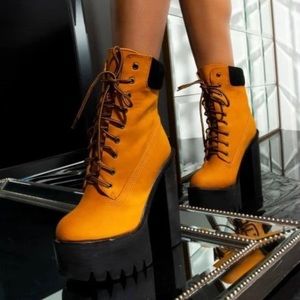 Azalea Wang wheat chunky heel platform bootie